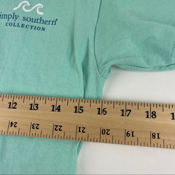 Simply Southern Tshirt Girls Small Green Waves - Picture 6 of 9